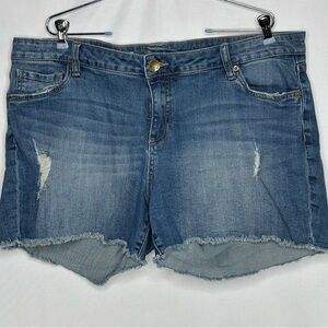Kut from the Kloth Fray Short Distressed Denim Shorts Boho Y2K Sz‎ 18W